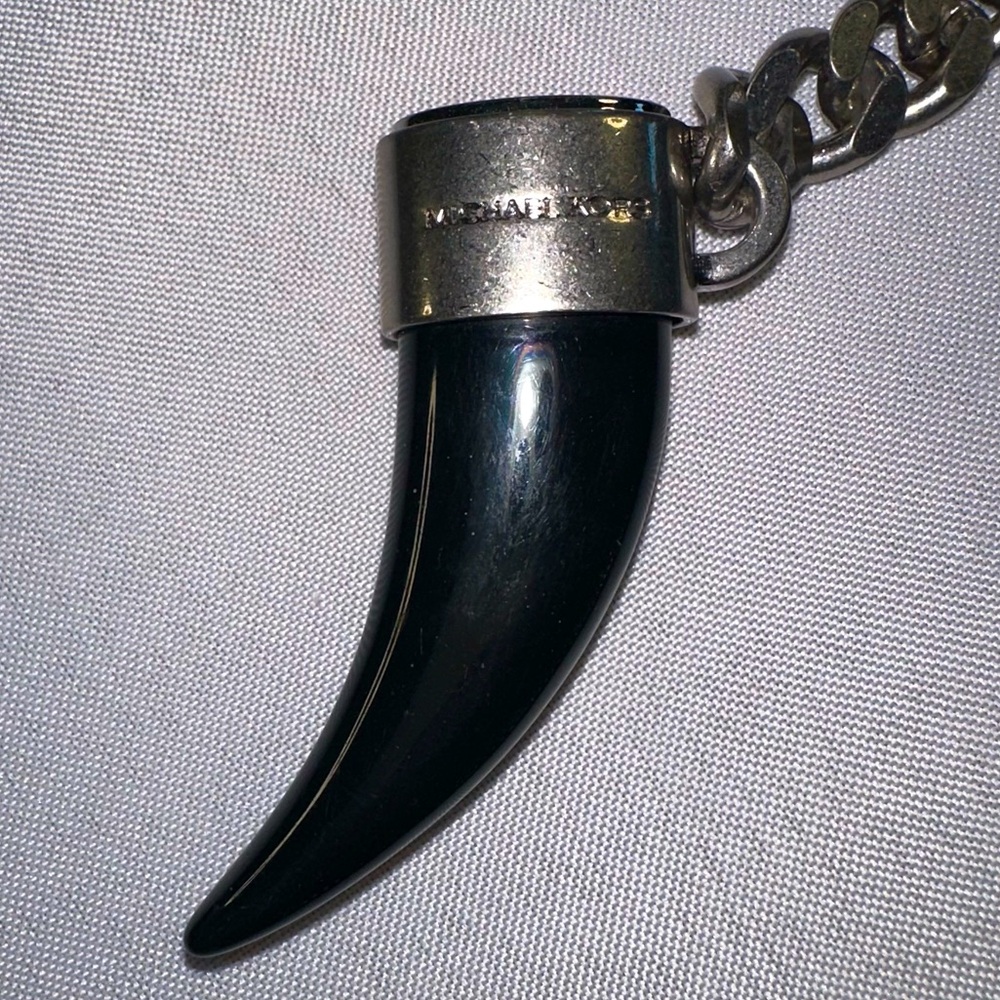 MICHAEL KORS • Black Leather Crossbody Zipper Chain Purse Tooth Spike Defense - Picture 4 of 13